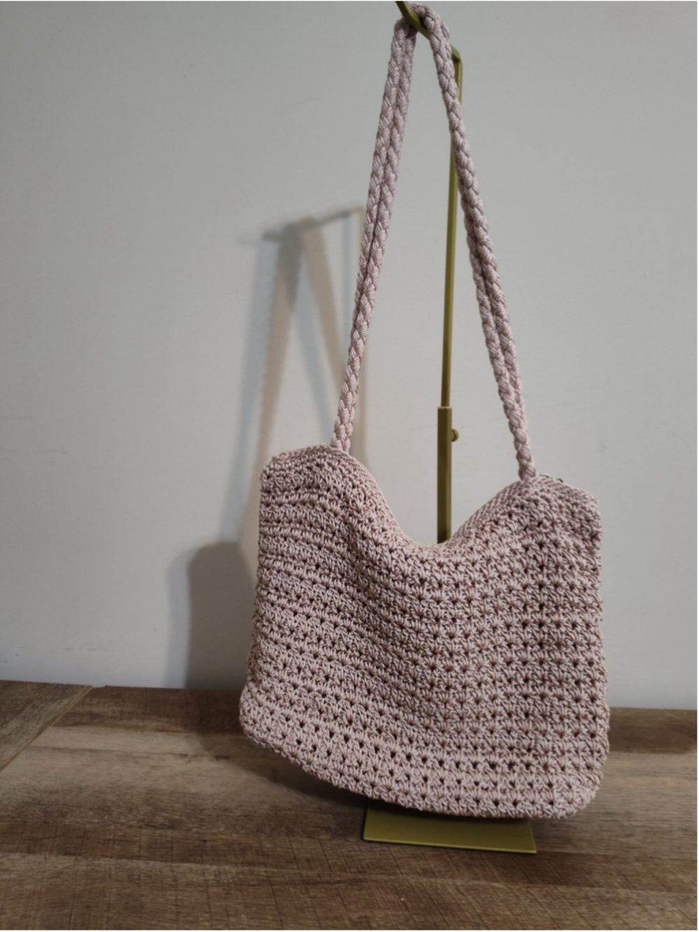 Women's The Sak Crochet Shoulder Bag One Size Pink Brown - Picture 7 of 13
